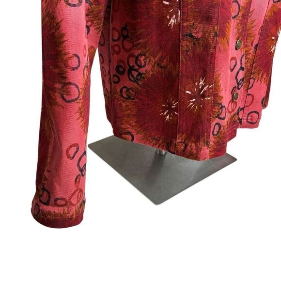French Laundry burgundy print denim jacket size L - Picture 10 of 13